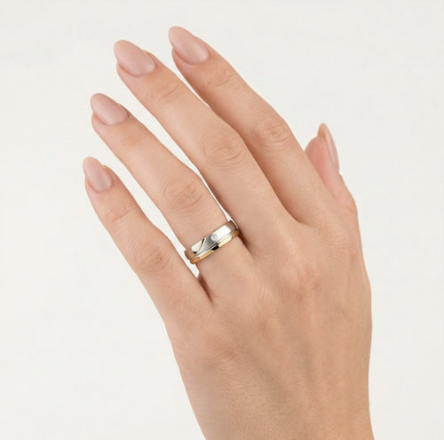 Zweifarbiges Gold-Ehering-Set