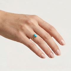 Jednoduchý zlatý prsten s tyrkysem