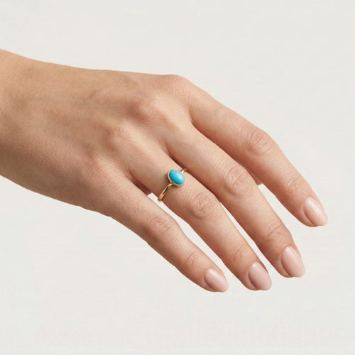 Jednoduchý zlatý prsten s tyrkysem