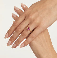 Bague en or jaune avec quartz violet