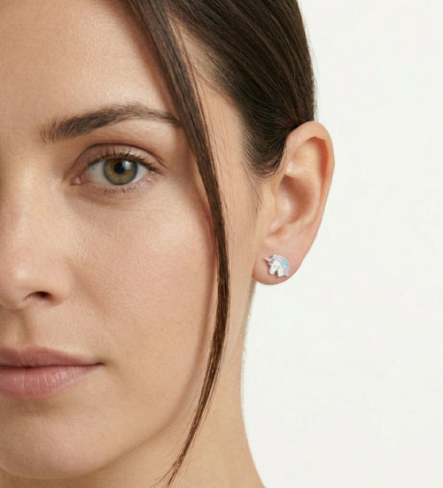 Boucles d’oreilles puces licorne en argent sterling