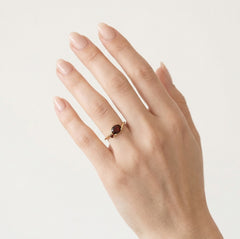 Women round and oval garnet ring