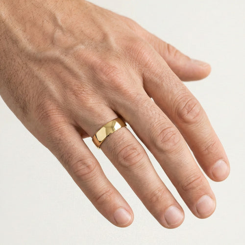 Bague classique en or haute brillance