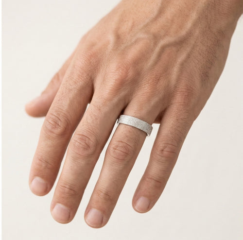 Sandblasted sparkly white gold wedding rings