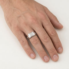 Silver cubic zirconia men ring