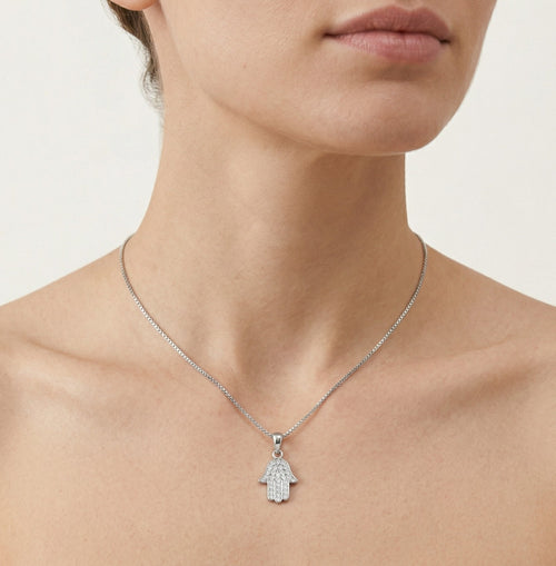 Colgante Hamsa con circonita cúbica