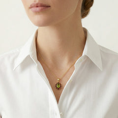 Elegantes 14K Gold-Pendant mit Moldavit und Granat