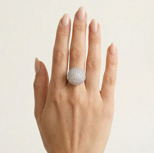 Bague élégante en argent au design d’oursin de mer