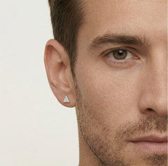 Trojúhelníkové diamantové náušnice z bílého zlata