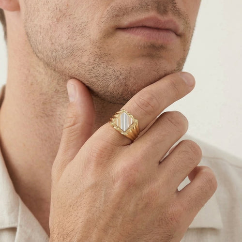 Obdélníkový prsten z trojího zlata