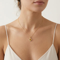 Citrin- und Zirkonia-Anhänger aus Gelbgold