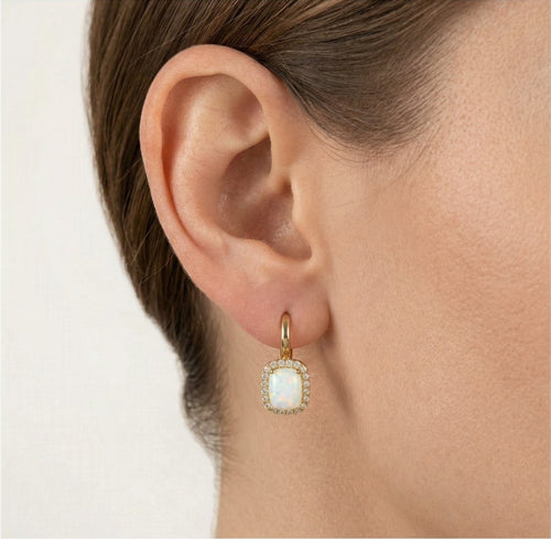 Obdélníkové opálové náušnice