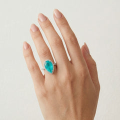 Women silver ring with synthetic tourmaline