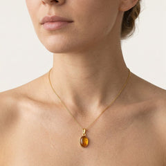 Ovaler Bernstein-Anhänger aus Gold