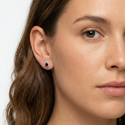 Boucles d’oreilles en grenat taille poire