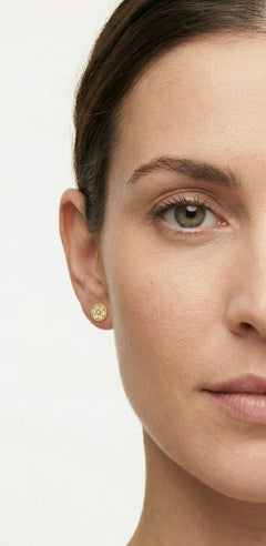 Boucles d’oreilles puces en or avec zircon cubique lumineux