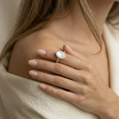Bague en nacre et or blanc
