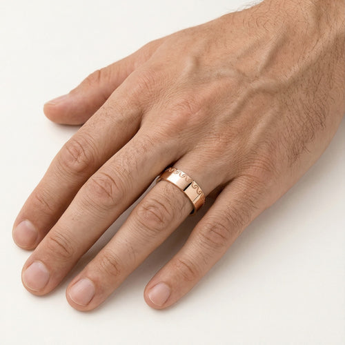 Alliance large élégante en or rose