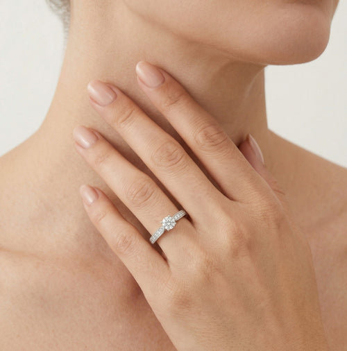Bague de fiançailles diamant taille ronde éclatante