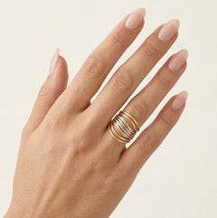 Tri-gold multilayered ring