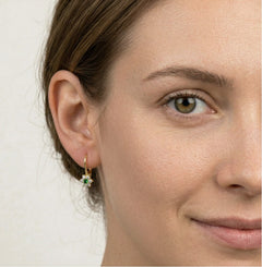 Zelené květinové náušnice ze zlata s kubickou zirkonií