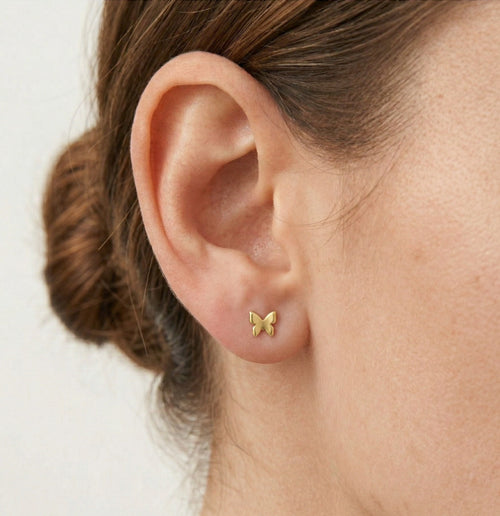Boucles d’oreilles puces papillon en or jaune éclatant
