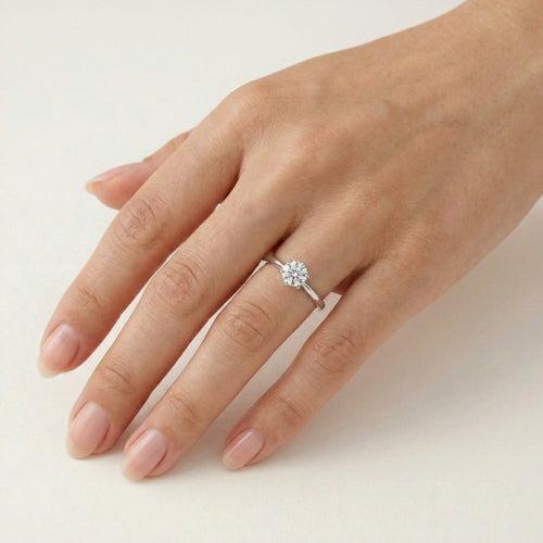 Bague de fiançailles blanche classique