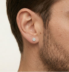 Dazzling round cut diamond earrings in lustrous white gold