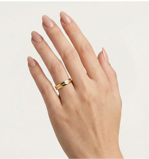 Trauringe aus Gelbgold mit Mitteldetail