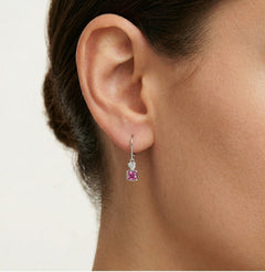 Pendientes de corazón y cuadrado rosa