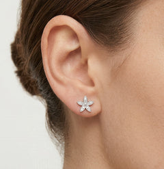 Stříbrné květinové náušnice se vsazeným kubickým zirkonem