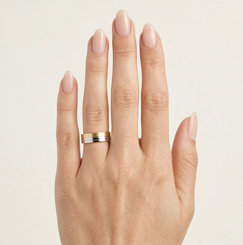 Halb Gelb- und Weißgold Ehering