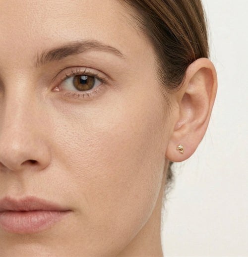 Yellow gold sea dolphin stud earrings