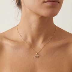 Gold Dog Pendant with Zircons