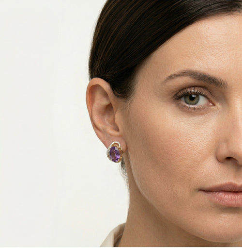  Ametystové náušnice z růžového zlata