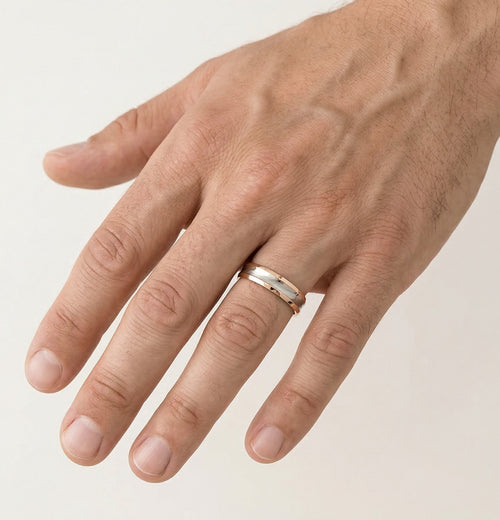 Bague de mariage en or rose avec rhodium