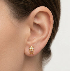 Boucles d’oreilles clous en or avec zircon cubique hibou