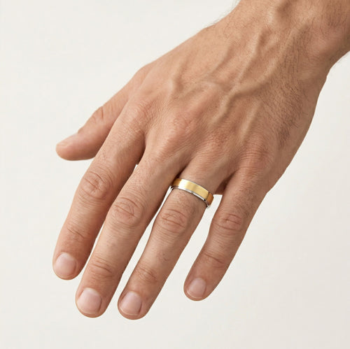 Polierter Ehering aus Weiß- und Gelbgold