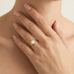 Unique white pearl cubic zirconia ring