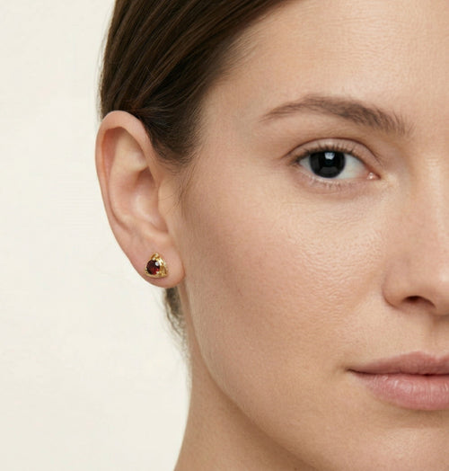 Boucles d’oreilles puces triangle en grenat