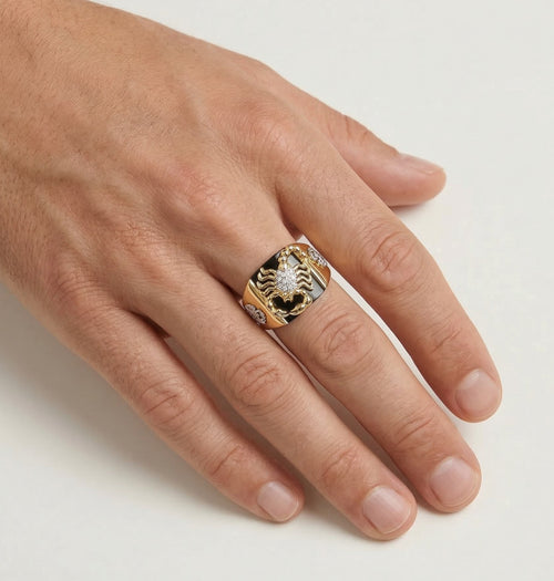 Fancy scorpion cubic zirconia gold ring