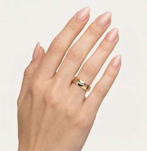 Bague de mariage en or jaune avec choix de pierres