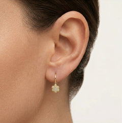 Zlaté květinové náušnice s kubickou zirkonií