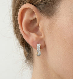 Curved lines cubic zirconia gold earrings