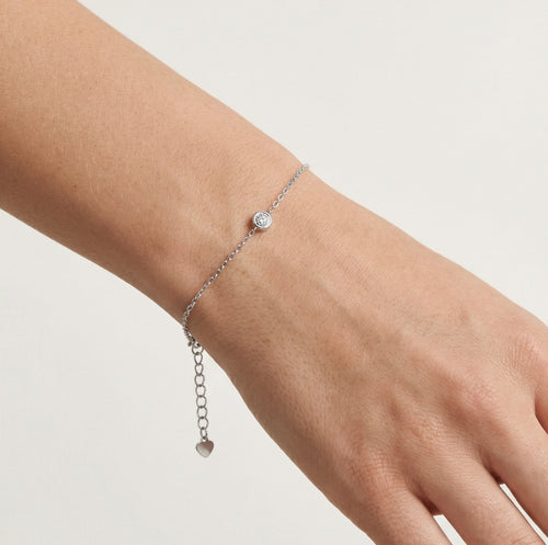 Pulsera de plata con una sola piedra de circonita cúbica