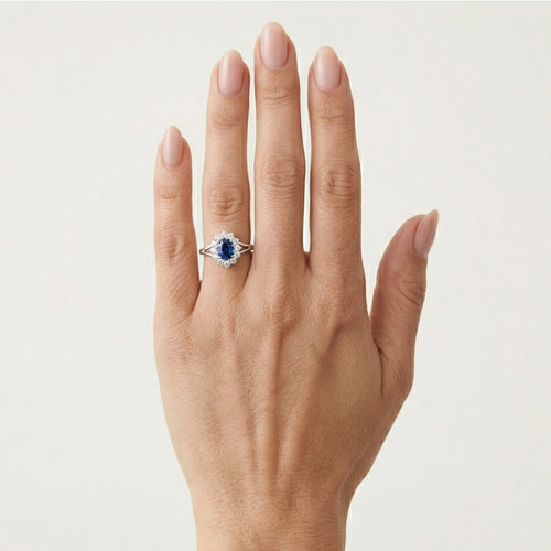 Royal Saphir und Zirkonia Damen Ring