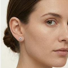 Boucles d'oreilles en argent avec fleurs en zirconium cubique