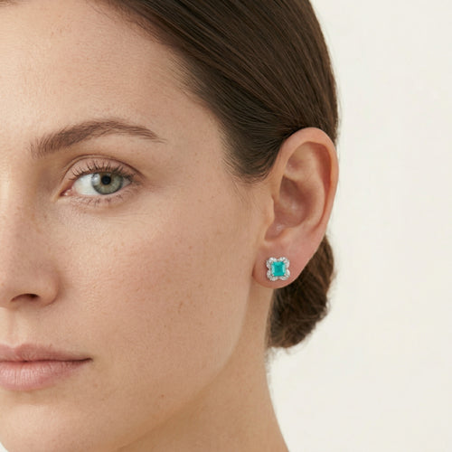 Puces en argent avec tourmaline