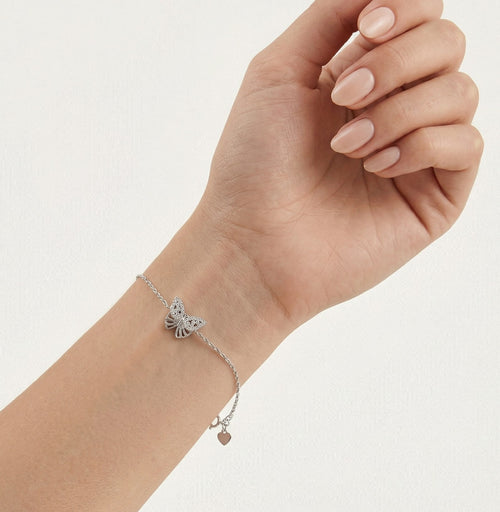 Pulsera de plata con mariposa y circonitas
