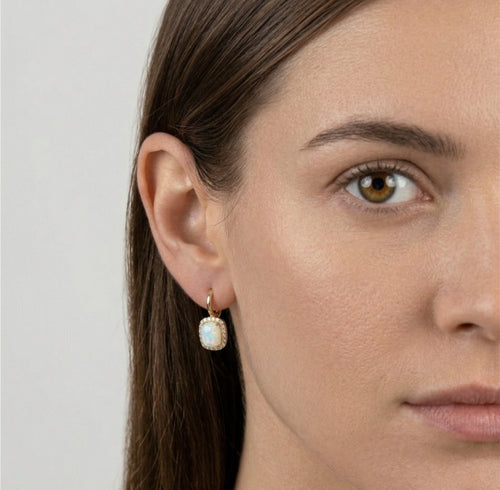 Pendientes rectangulares de ópalo